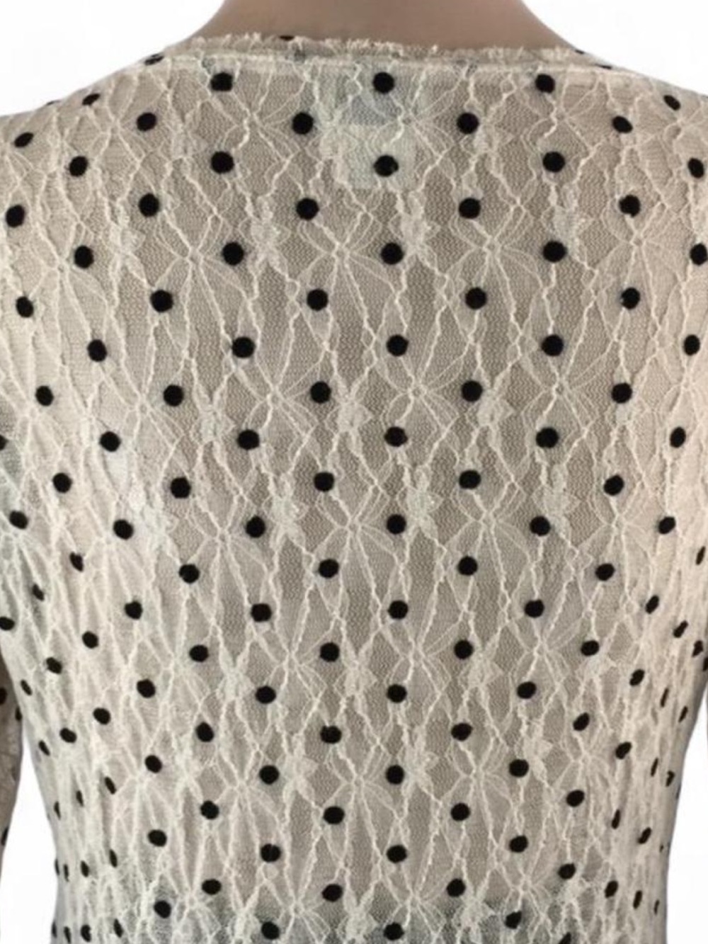 Free people ivory and black polka lace top - Picture 5 of 8